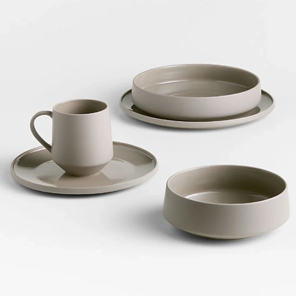 New! Crate&Barrel Porcelain Pasta Bowl in Taupe